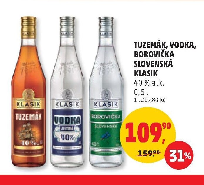 TUZEMÁK, VODKA, BOROVIČKA SLOVENSKÁ KLASIK