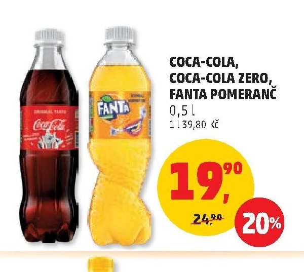 COCA-COLA, COCA-COLA ZERO, FANTA POMERANČ 0,5 l