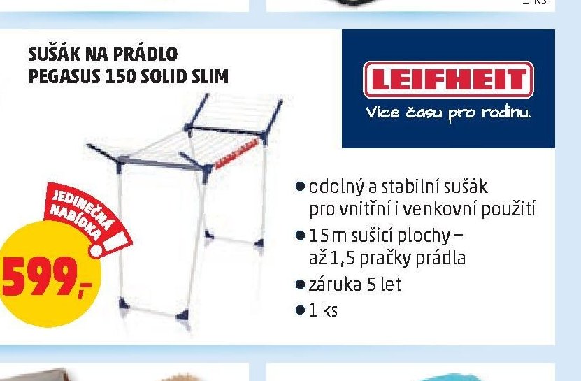 Sušák na prádlo Pegasus 150 Solid Slim