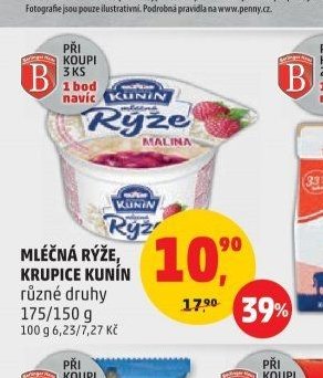 MLÉČNÁ RÝŽE, KRUPICE KUNÍN různé druhy 175/150 g