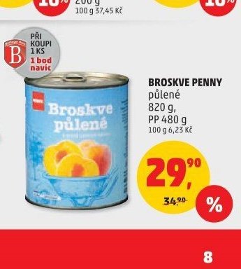 BROSKVE PENNY půlené 820 g, PP 480 g