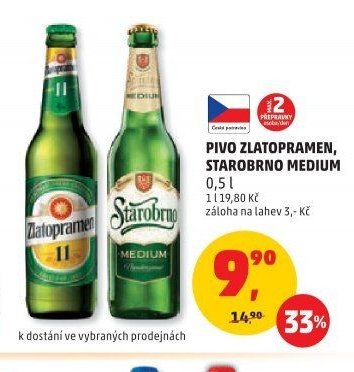 PIVO ZLATOPRAMEN, STAROBRNO MEDIUM