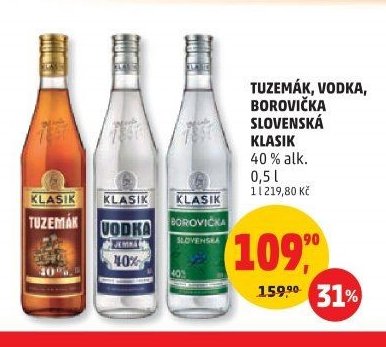 TUZEMÁK, VODKA, BOROVIČKA SLOVENSKÁ KLASIK