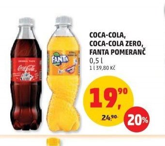 COCA-COLA, COCA-COLA ZERO, FANTA POMERANČ 0,5 l