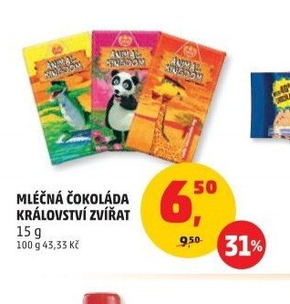 Mléčná čokoláda Království zvířat