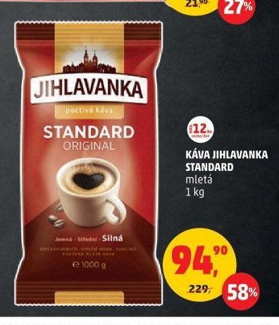 Káva Jihlavanka Standard mletá 1 kg