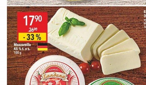 Mozzarella 45 % t. v s.