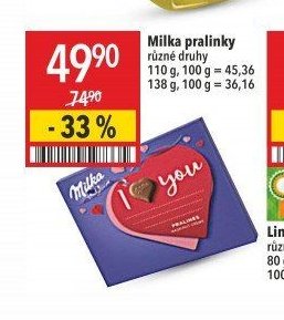 Milka pralinky různé druhy