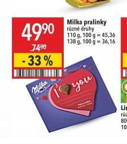 Milka pralinky různé druhy
