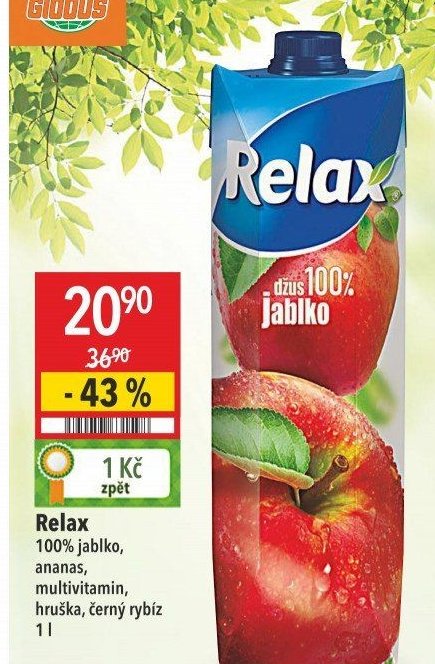 Relax 100% jablko, ananas, multivitamin, hruška, černý rybíz