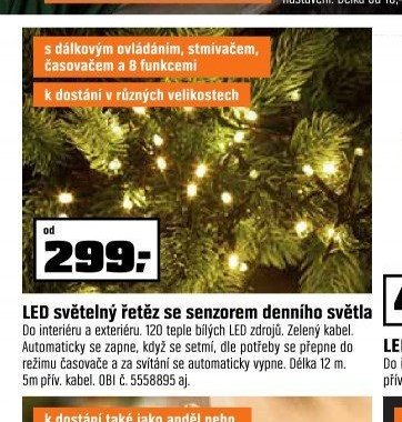 LED světelný řetěz se senzorem denního světla