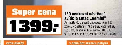 LED venkovní nástěnné svítidlo Lutec Gemini
