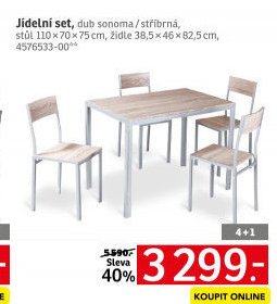 Jídelní set, dub sonoma / stříbrná - ASKO akcniletaky.com