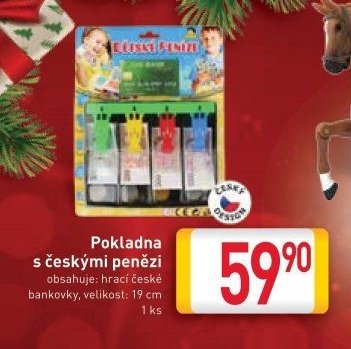 Pokladna s českými penězi