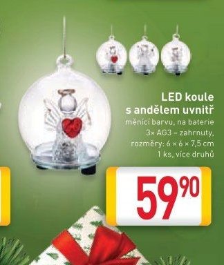 LED koule s andělem uvnitř