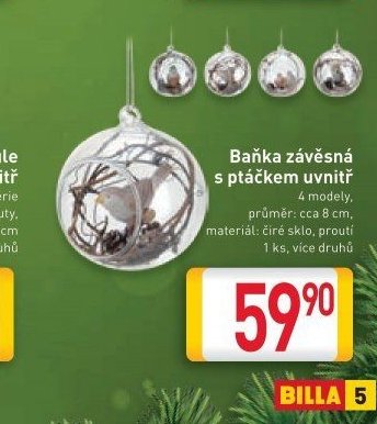 Baňka závěsná s ptáčkem uvnitř