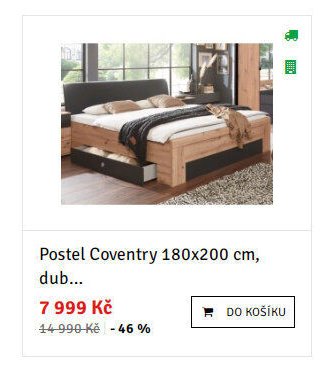 Postel Coventry 180x200 cm, dub... - ASKO akcniletaky.com