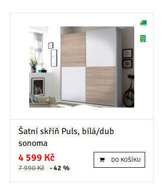 Šatní skříň Puls, bílá/dub sonoma - ASKO akcniletaky.com