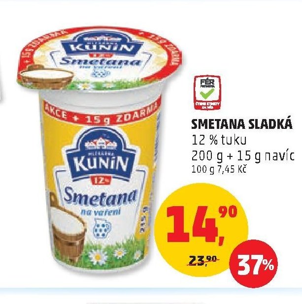 Smetana sladká Kunín