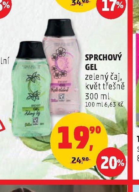 SPRCHOVÝ GEL zelený čaj, květ třešně 300 ml
