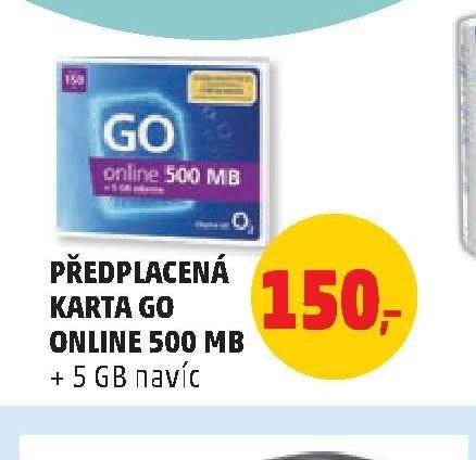 Předplacená karta GO Online 500 MB + 5 GB navíc
