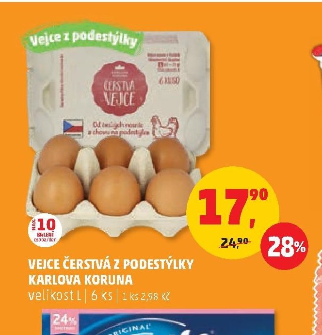 Vejce čerstvá z podestýlky Karlova Koruna