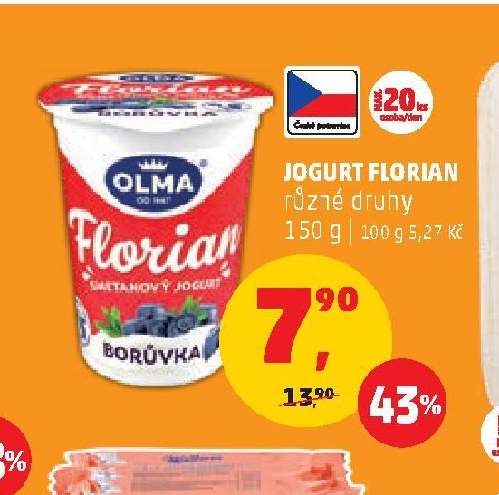 Jogurt Florian různé druhy