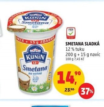 Smetana sladká Kunín