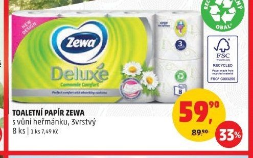 TOALETNÍ PAPÍR ZEWA s vůní heřmánku 8 ks