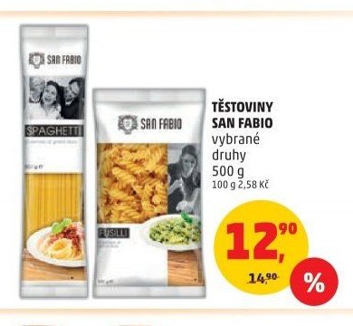 TĚSTOVINY SAN FABIO vybrané druhy 500 g