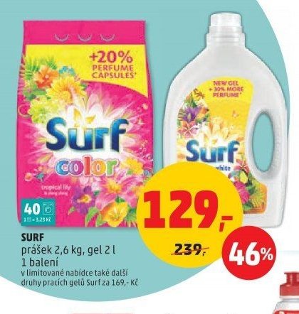 SURF prášek 2,6 kg, gel 2 l
