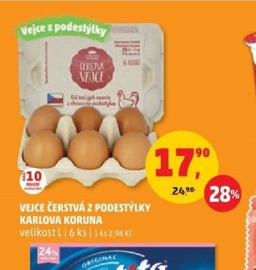 Vejce čerstvá z podestýlky Karlova Koruna
