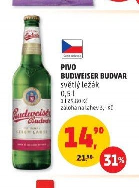 Pivo Budweiser Budvar světlý ležák
