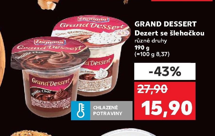 GRAND DESSERT Dezert se šlehačkou různé druhy 190 g