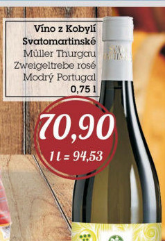 Víno Müller Thurgau Víno z Kobylí - svatomartinské