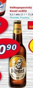 Pivo světlé Velkopopovický Kozel