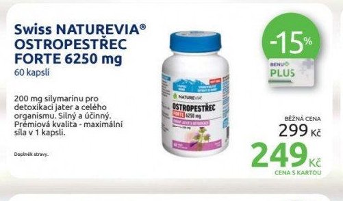 Swiss NATUREVIA OSTROPESTŘEC FORTE 6250 mg, 60 kapslí