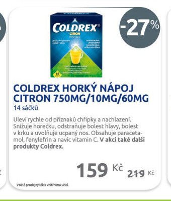 COLDREX HORKÝ NÁPOJ CITRON 750MG/10MG/60MG