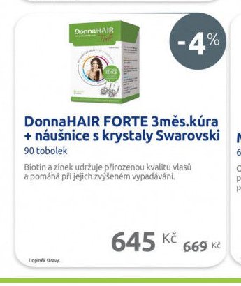 DonnaHAIR FORTE 3měs.kúra + náušnice s krystaly Swarovski