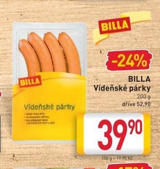 BILLA Vídeňské párky
