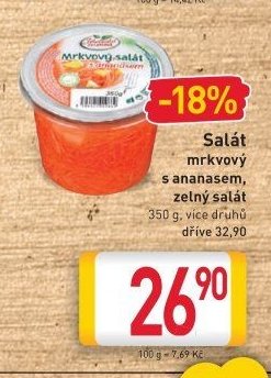 Salát mrkvový s ananasem, zelný salát