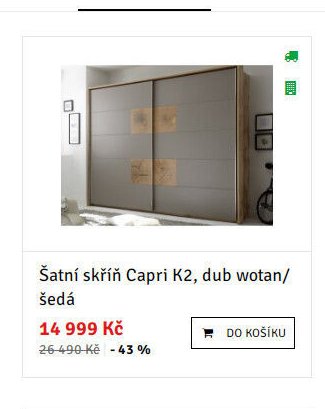 Šatní skříň Capri K2, dub wotan/šedá - ASKO akcniletaky.com