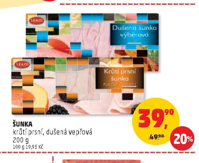 Šunka krůtí prsní, dušená vepřová