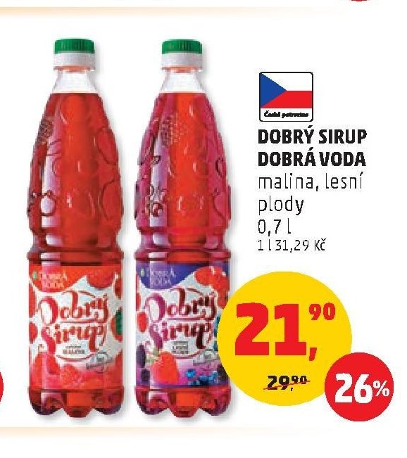 Dobrý Sirup Dobrá Voda malina, lesní plody 0,7 l