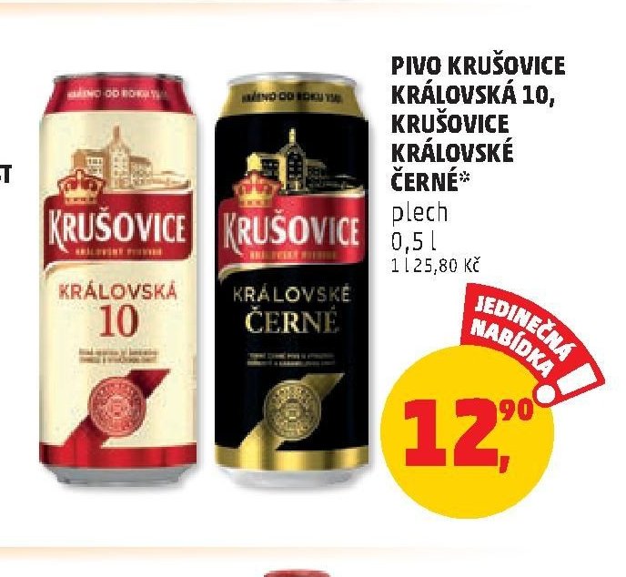Pivo Krušovice Královská 10, Krušovice Královské černé* plech 0,5 l
