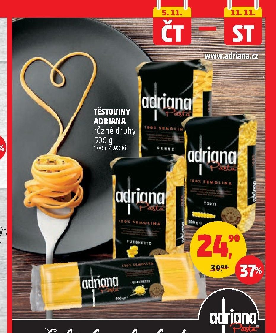 Těstoviny Adriana různé druhy 500 g