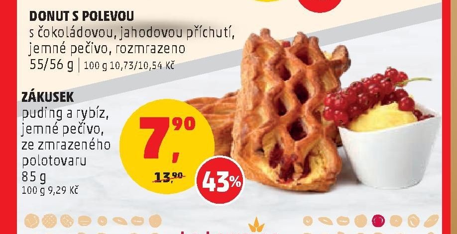 Zákusek puding a rybíz, jemné pečivo