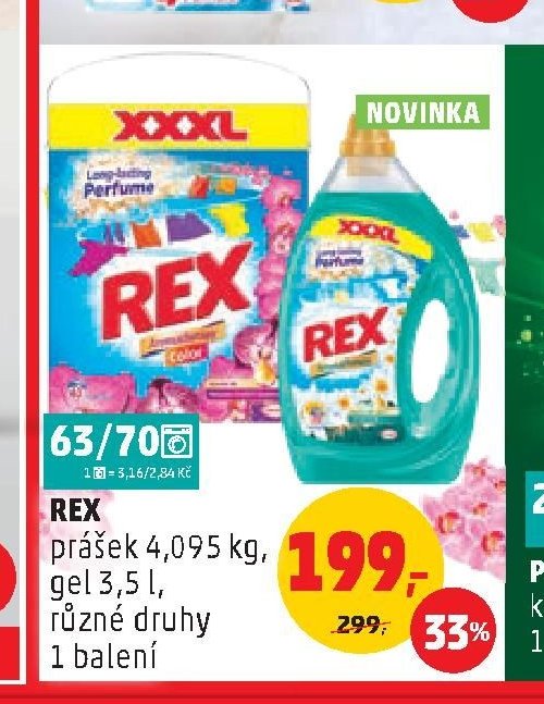 REX prášek 4,095 kg, gel 3,5 l