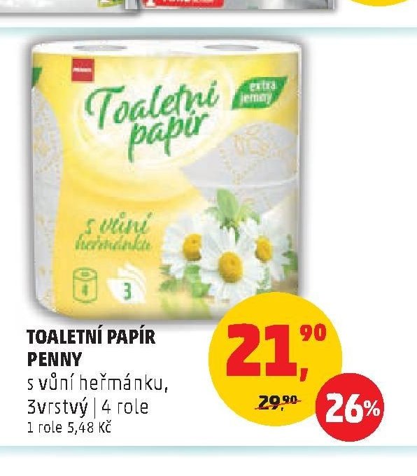 Toaletní papír Penny s vůní heřmánku