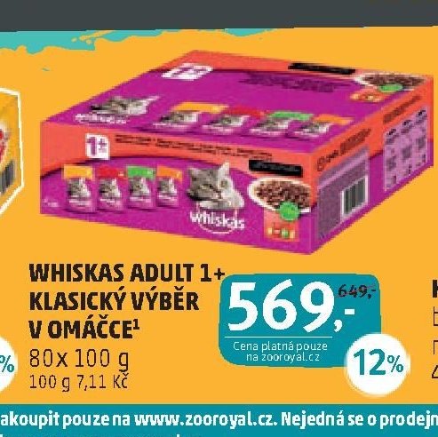 Whiskas Adult 1+ klasický výběr v omáčce 80x 100 g